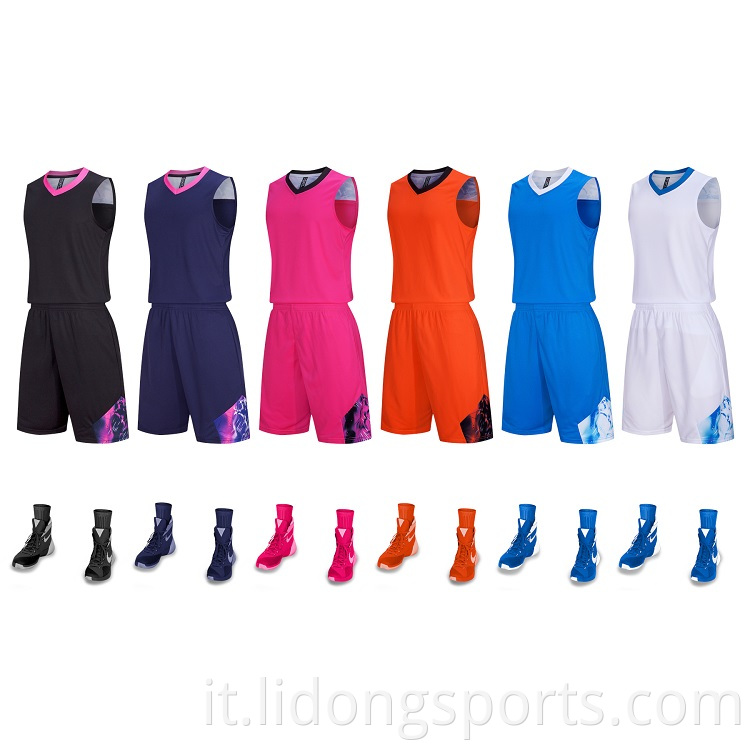 Divise da basket multicolore all'ingrosso uniforme da allenamento sportivo maschile uniforme da basket personalizzata